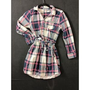 Abercrombie Kids Girls Plaid Long Sleeve Button Down tie Shirt Dress Girls 11 12